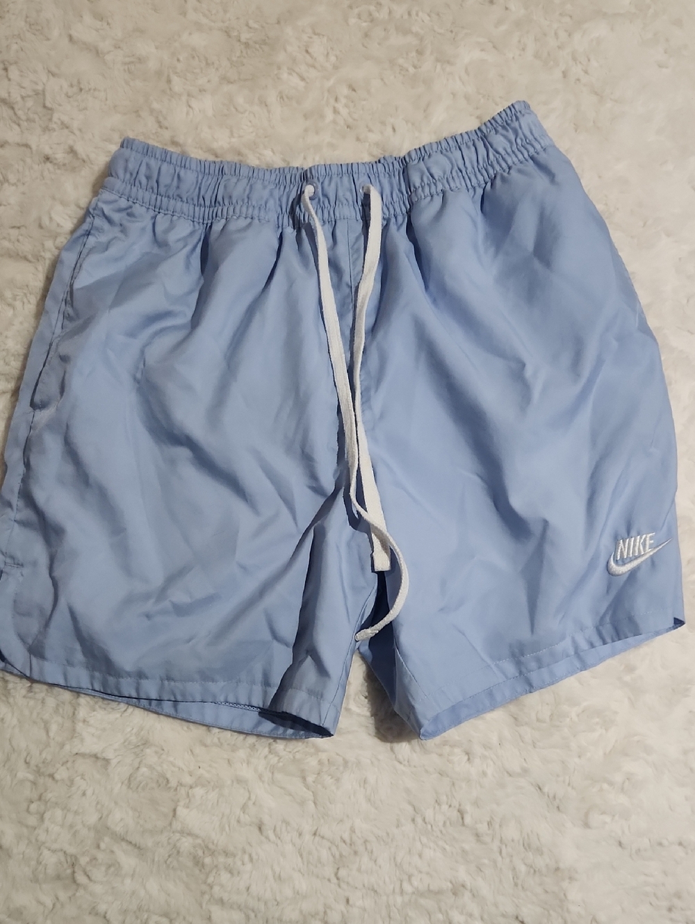 Nike Men’s Light Blue Swim Trunks with White Drawstring